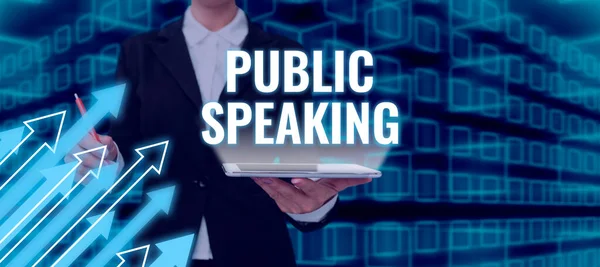 Conceptual Display Public Speaking People Stage Subject Conference Presentation Business — Zdjęcie stockowe