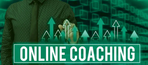 Escrevendo Exibindo Texto Online Coachinglearning Line Internet Com Ajuda Treinador — Fotografia de Stock