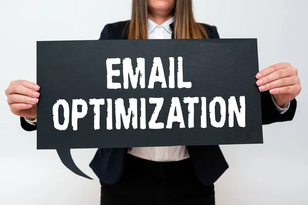 Inspiration Showing Sign Email Optimizationμεγιστοποιήστε Την Αποτελεσματικότητα Της Εκστρατείας Μάρκετινγκ — Φωτογραφία Αρχείου