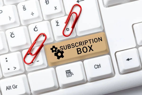 Handwriting text Subscription Boxbutton if you clicked on will get news or videos about site, Internet Concept button if you clicked on will get news or videos about site