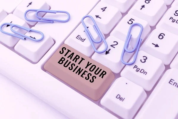 Text Sign Showing Start Your Business Word Going New Venture — Stock Photo, Image