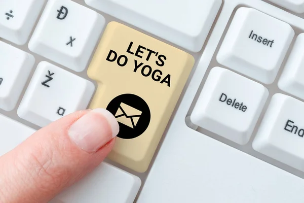 Концептуальний Дисплей Let Yoga Word Right Moment Working Meditation Training — стокове фото