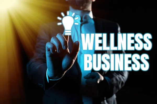 Inspiración Mostrando Signo Wellness Businessprofessional Empresa Enfocando Salud Mente Cuerpo — Foto de Stock