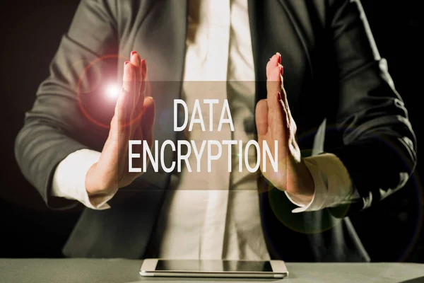 Text Sign Showing Data Encryptionsymmetric Key Algorithm Encrypting Electronic Data — Stock Photo, Image