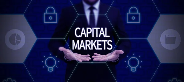 Text Bildtext Som Presenterar Kapitalmarknadertillåt Företag Att Anskaffa Medel Genom — Stockfoto