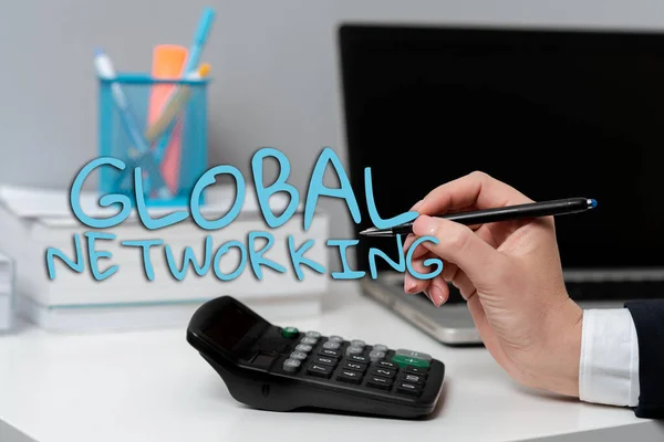 Handschriftlicher Text Global Networkingcommunication Network Das Das Gesamte Erde Wan — Stockfoto