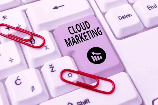 Текстовий Підпис Представляє Cloud Marketingпроцес Організації Ринку Своїх Послуг Концепція — стокове фото