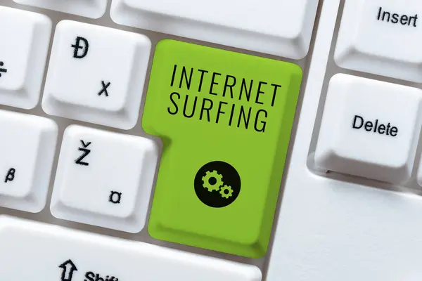 Inspirace Zobrazující Znamení Internet Surfingbrowsing Stovky Webových Stránek Pomocí Libovolného — Stock fotografie