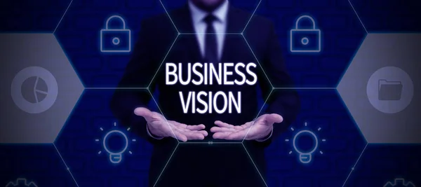 Signo Texto Que Muestra Business Visionhacer Crecer Negocio Futuro Basado — Foto de Stock