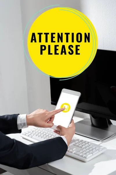 Visualizzazione Concettuale Attenzione Pleaseasking People Sop Doing Anything Concentrate You — Foto Stock