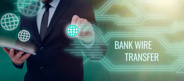 Натхнення Показує Знак Bank Wire Transferelectronic Transferelectronic Transfer Через Банк — стокове фото