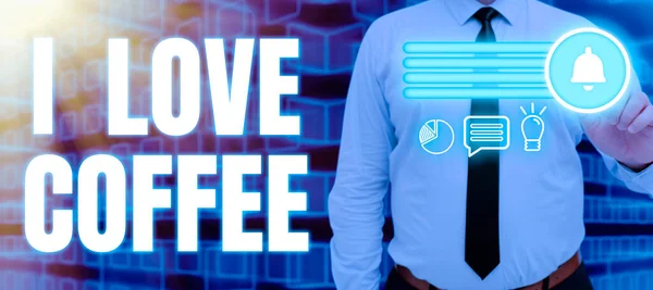 Bildunterschrift Love Coffee Konzept Für Liebevolle Zuneigung Heißgetränken Mit Koffeinabhängigkeit — Stockfoto