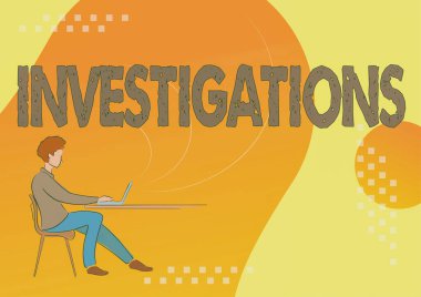 Soruşturmaları gösteren metin işareti bir şey hakkında resmi eylem veya sistematik inceleme, iş fikri Resmi eylem veya sistematik inceleme