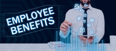 Çalışan Yardımları dolaylı ve nakit olmayan bir tazminatın çalışana, iş fikrine dolaylı yoldan ve nakitsiz olarak bir çalışana ödendiğini gösteren metin başlığı