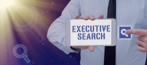 Text Caption Presenting Executive Searchrecruitment Service Organisations Pay Seek Candidate — Stock fotografie