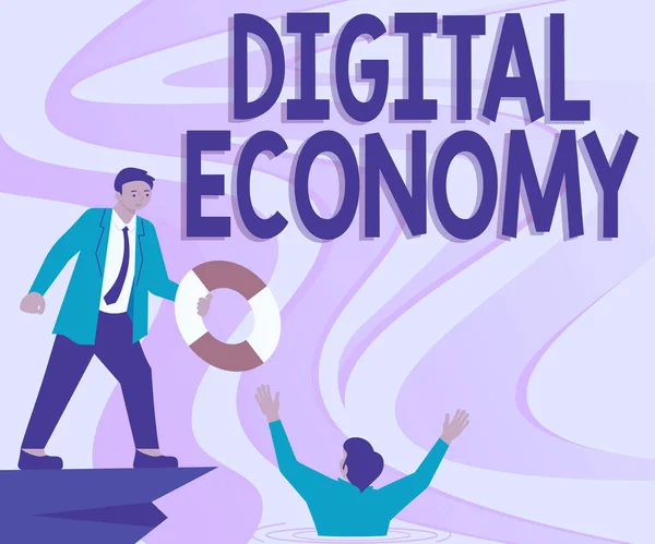 Exibição Conceitual Economia Digitalrede Mundial Atividades Tecnologias Econômicas Foto Conceitual — Fotografia de Stock