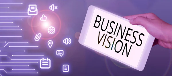 Inspiração Mostrando Sinal Visão Empresarial Cresça Seu Negócio Futuro Com — Fotografia de Stock