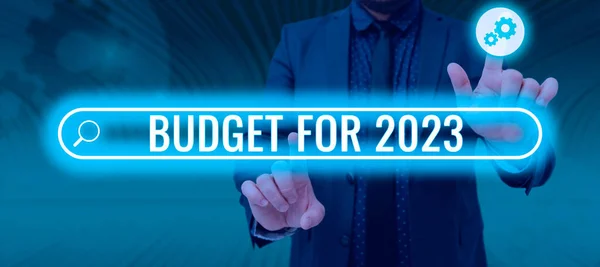 Hand Writing Sign Budget 2023A Written Estimates Εισόδημα Και Δαπάνες — Φωτογραφία Αρχείου