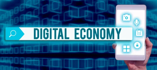 Signo Exibindo Economia Digitalrede Mundial Atividades Tecnologias Econômicas Ideia Negócio — Fotografia de Stock