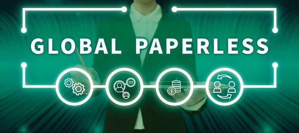 Handskrift Text Global Paperlessgoing För Teknik Metoder Som Post Stället — Stockfoto