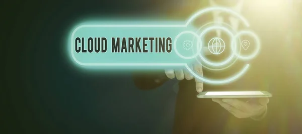 Pisanie Wyświetlania Tekstu Cloud Marketingproces Organizacji Wprowadzania Rynek Swoich Usług — Zdjęcie stockowe
