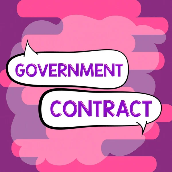 Conceptual display Government Contract, Business overview Agreement Process to sell Services to the Administration