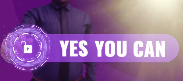 Konzeptionelle Anzeige Yes You Can Internet Konzept Positivitätsermutigung Überzeugungsarbeit Wagt — Stockfoto