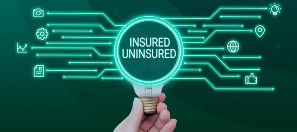 Conceptual display Insured UninsuredCompany selling insurance Checklist to choose from, Business idea Company selling insurance Checklist to choose from