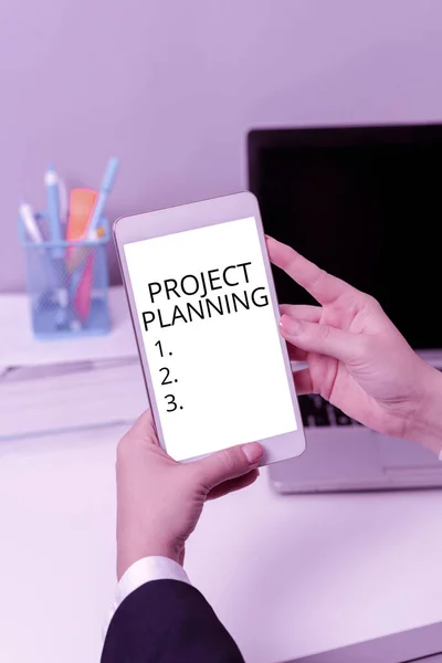 Sinal Escrita Mão Planejamento Projetoshorários Como Gráficos Gantt Para Planejar — Fotografia de Stock