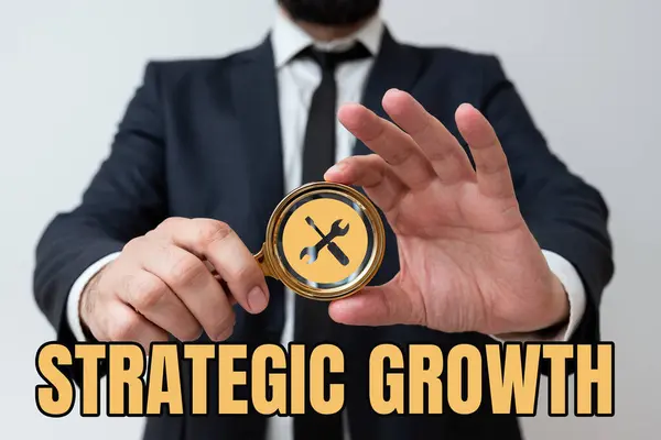 Inspiration Showing Sign Strategic Growthcreate Plan Schedule Increase Stocks Improvement — Stock Photo, Image