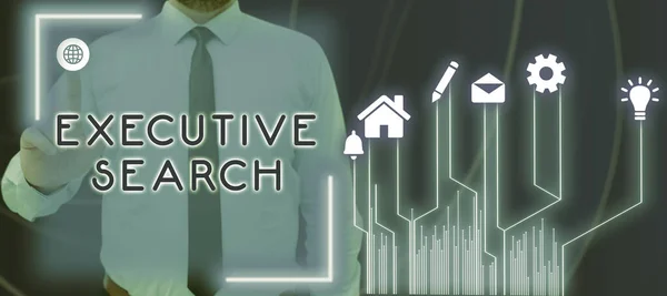 Sign Displaying Executive Searchrecruitment Service Organizations Pay Seek Candidates Internet — Stock Fotó