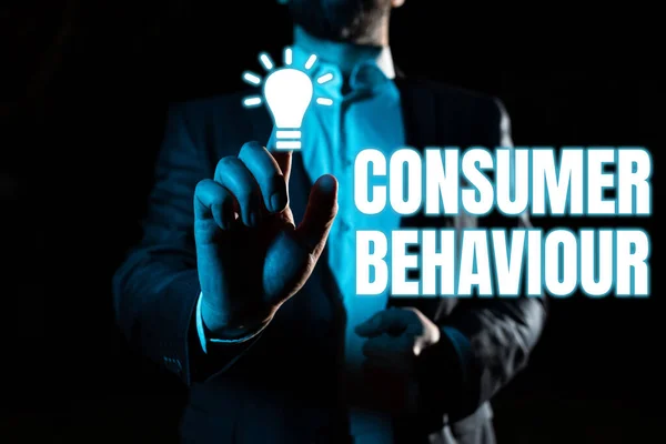Text caption presenting Consumer BehaviourDecisions that people make to buy or not to buy a product, Conceptual photo Decisions that showing make to buy or not to buy a product