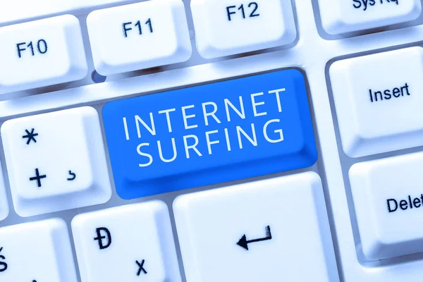 Legenda Texto Apresentando Internet Surfingbrowsing Centenas Sites Usando Qualquer Navegador — Fotografia de Stock