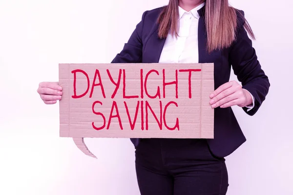 Εννοιολογική Λεζάντα Daylight Savingstorage Τεχνολογίες Που Μπορούν Χρησιμοποιηθούν Για Την — Φωτογραφία Αρχείου