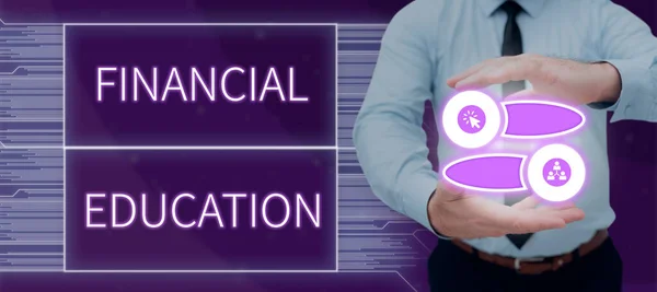 Handschriftlicher Text Financial Education Business Schaufenster Verständnis Für Monetäre Bereiche — Stockfoto