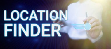 Seçili bir yerin adresini bulmak için gösterilen metin Konumu Bulma servisi yazılıyor, Konsept, seçili bir yerin adresini bulmak için belirlenmiş bir servis anlamına geliyor