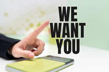 Kavramsal manşet Seni İstiyoruz, İş Yaklaşma Şirketi yetenek arayan bir iş arıyor.