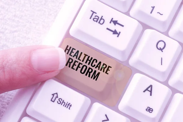 Konceptuell Bildtext Hälso Och Sjukvårdsreforminnovation Och Förbättring Vårdprogrammets Kvalitet Internet — Stockfoto