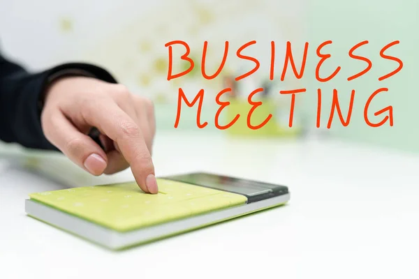 Sinal Escrita Mão Business Meetingused Discutir Questões Que Não Podem — Fotografia de Stock