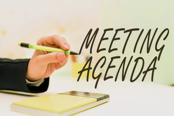 Text showing inspiration Meeting AgendaAn agenda sets clear expectations for what needs to a meeting, Business idea An agenda sets clear expectations for what needs to a meeting