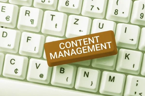 Schreiben Von Text Content Managementprozess Der Informationen Sammelt Verwaltung Und — Stockfoto