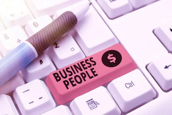 Sinal Texto Mostrando Business Peoplepessoas Que Trabalham Negócios Especialmente Nível — Fotografia de Stock