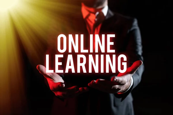 Konceptuell Bildtext Online Learninglarning Med Hjälp Internet Och Dator Business — Stockfoto