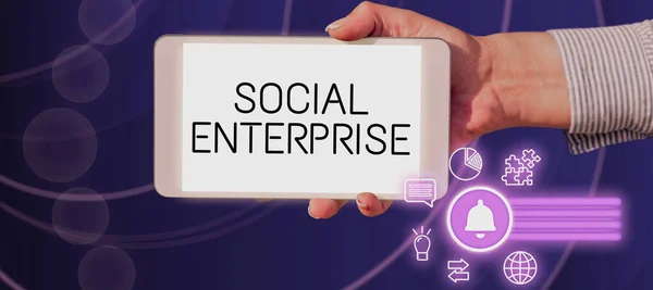 Segno Testo Che Mostra Social Enterprisebusiness Che Soldi Modo Socialmente — Foto Stock