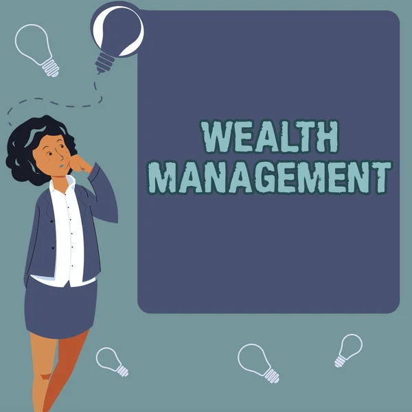 Testo Calligrafico Wealth Managementsostenere Far Crescere Prosperità Lungo Termine Cura — Foto Stock