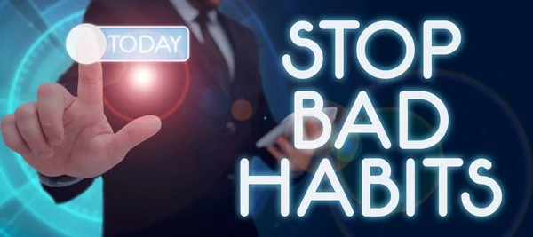 Handschrift Tekst Stop Bad Habitsasking Iemand Stoppen Met Het Doen — Stockfoto