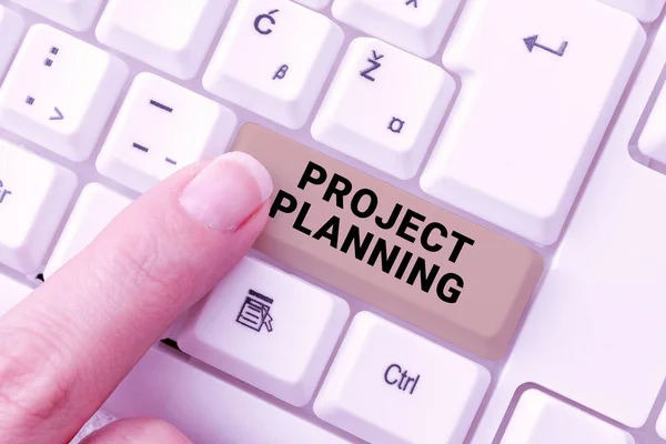 Sinal Escrita Manual Planejamento Projetos Como Gráficos Gantt Para Planejar — Fotografia de Stock