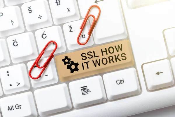 텍스트 Ssl How Workssession Key 사용하여 데이터를 암호화하고 워드는 데이터를 — 스톡 사진