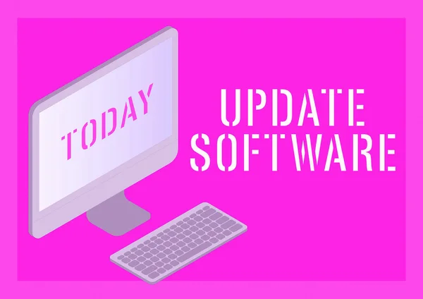 Textzeichen Das Das Programm Update Softwareersetzt Durch Eine Neuere Version — Stockfoto