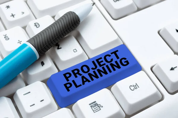 Handskrift Tecken Project Planningschedules Såsom Gantt Diagram För Att Planera — Stockfoto